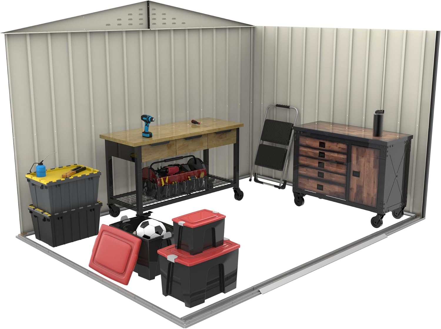 Duramax TOP Shed 10 x 8 (7.28 m²) Abri de jardin en métal, fabriqué en acier galvanisé, structure de toit renforcée, abri de jardin en métal sans entretien et résistant aux intempéries, Anthracite