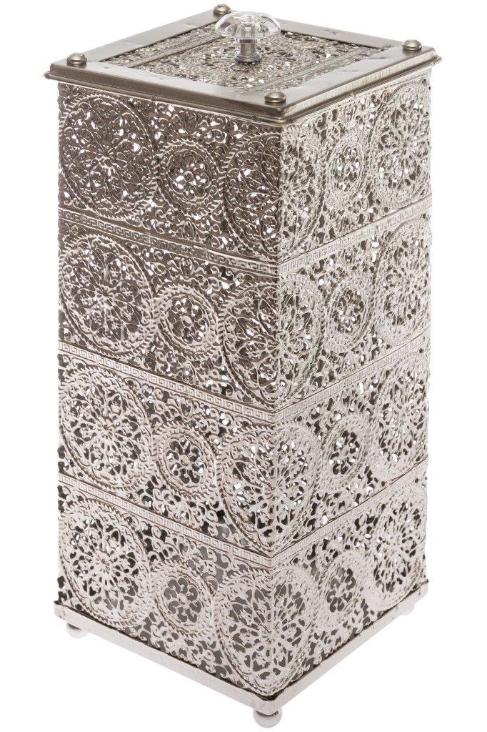 Aufbewahrungsbox KELIA - silber - Metall - 28 cm