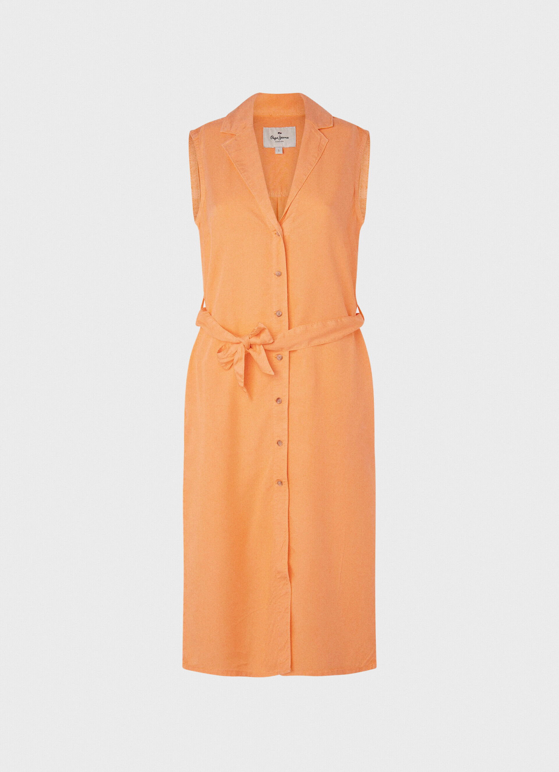 VESTIDO COM GOLA DE LAPELA - pêssego e laranja