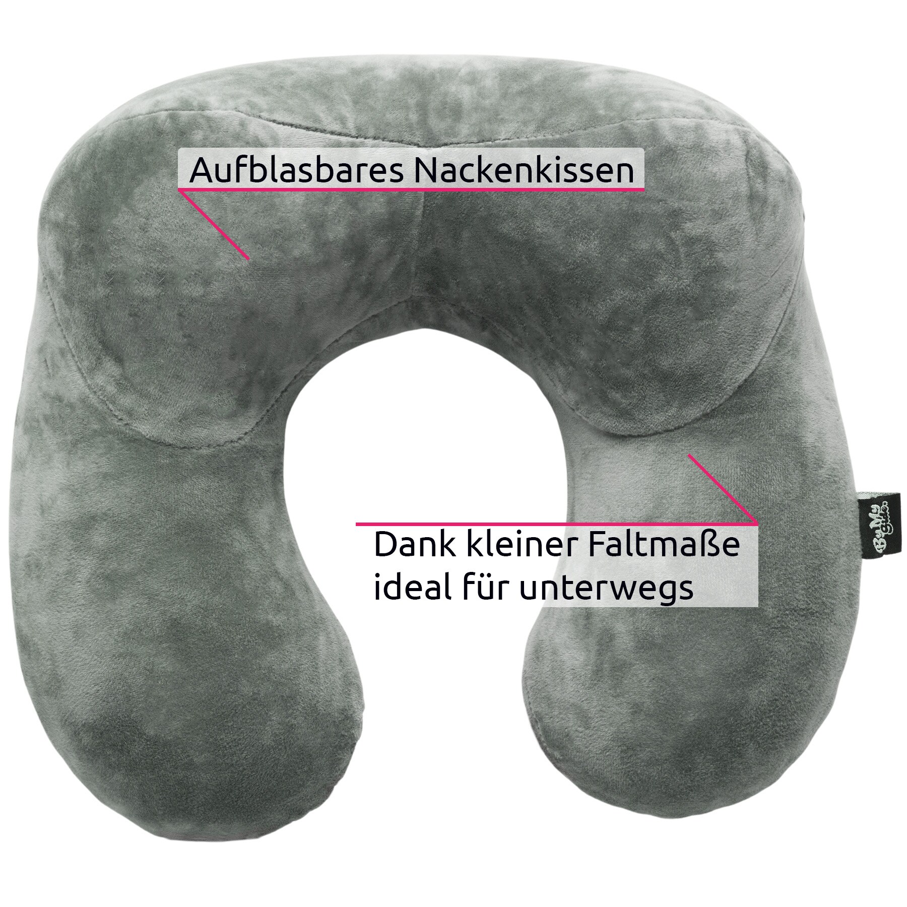 tectake® Nackenkissen, faltbar, Härte durch Luftmenge regulierbar, 33 x 31 x 15 cm