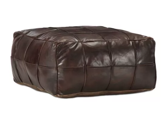Pouf 60 x 60 x 30 cm Marron foncé Cuir véritable de chèvre