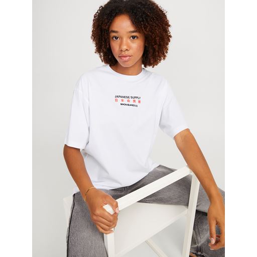 JJXX Millow Loose T-shirt, Bright White Japanese Supply, S