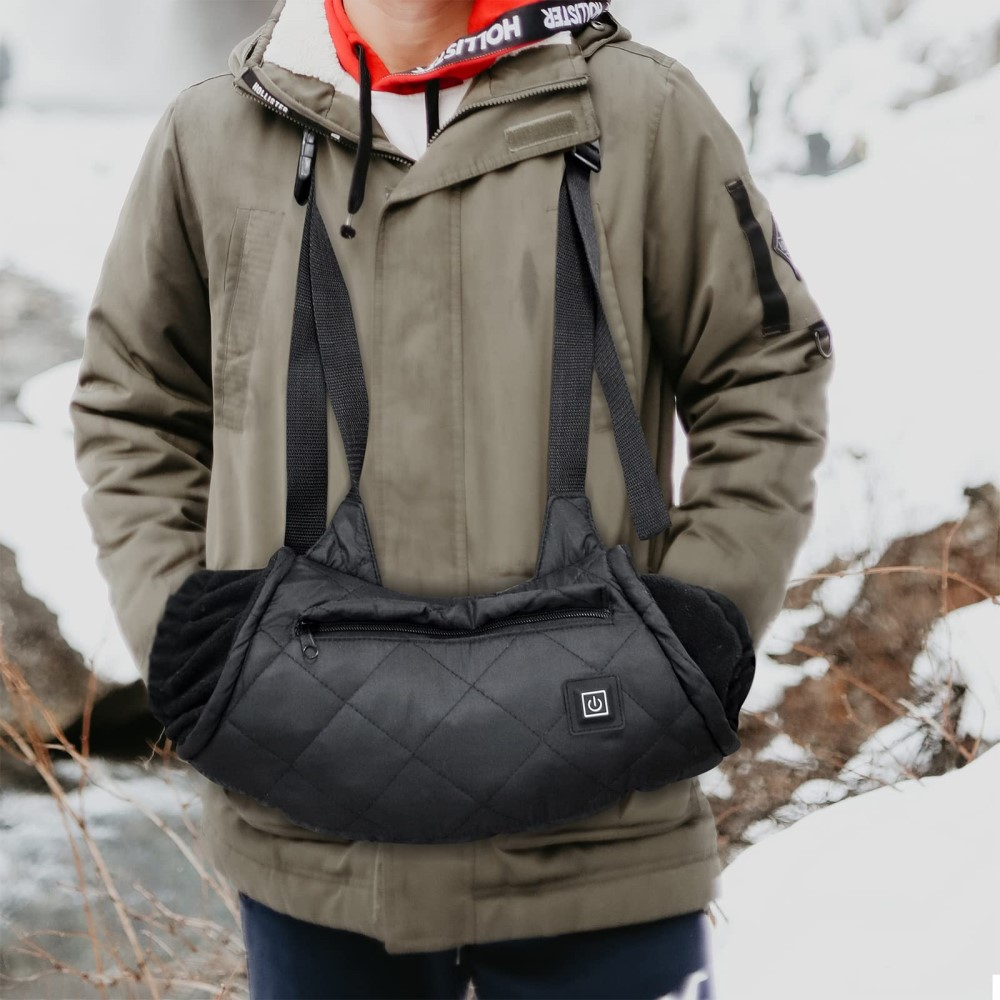 Beheizbarer Winter Handwärmer USB Handmuff mit Tragegurt - Schwarz