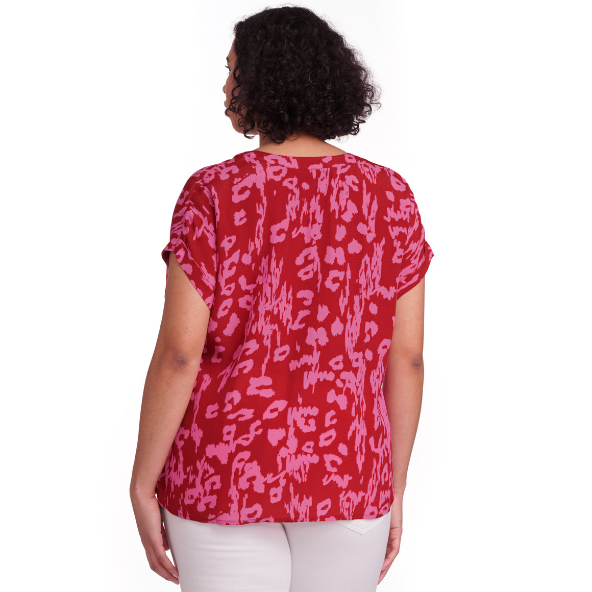 Gina Benott Damen Bluse mit Allover-Print pink / rot