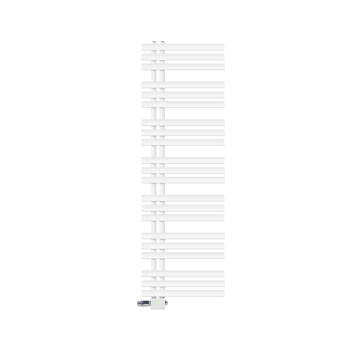 LuxeBath Badkamerradiator IJzer EM 500x1600 mm Wit Middenaansluiting Aansluitset Thermostaat Universeel Hoek- en Doorloopvorm, Designradiator Handdoekwarmer Handdoekdroger Handdoekradiator