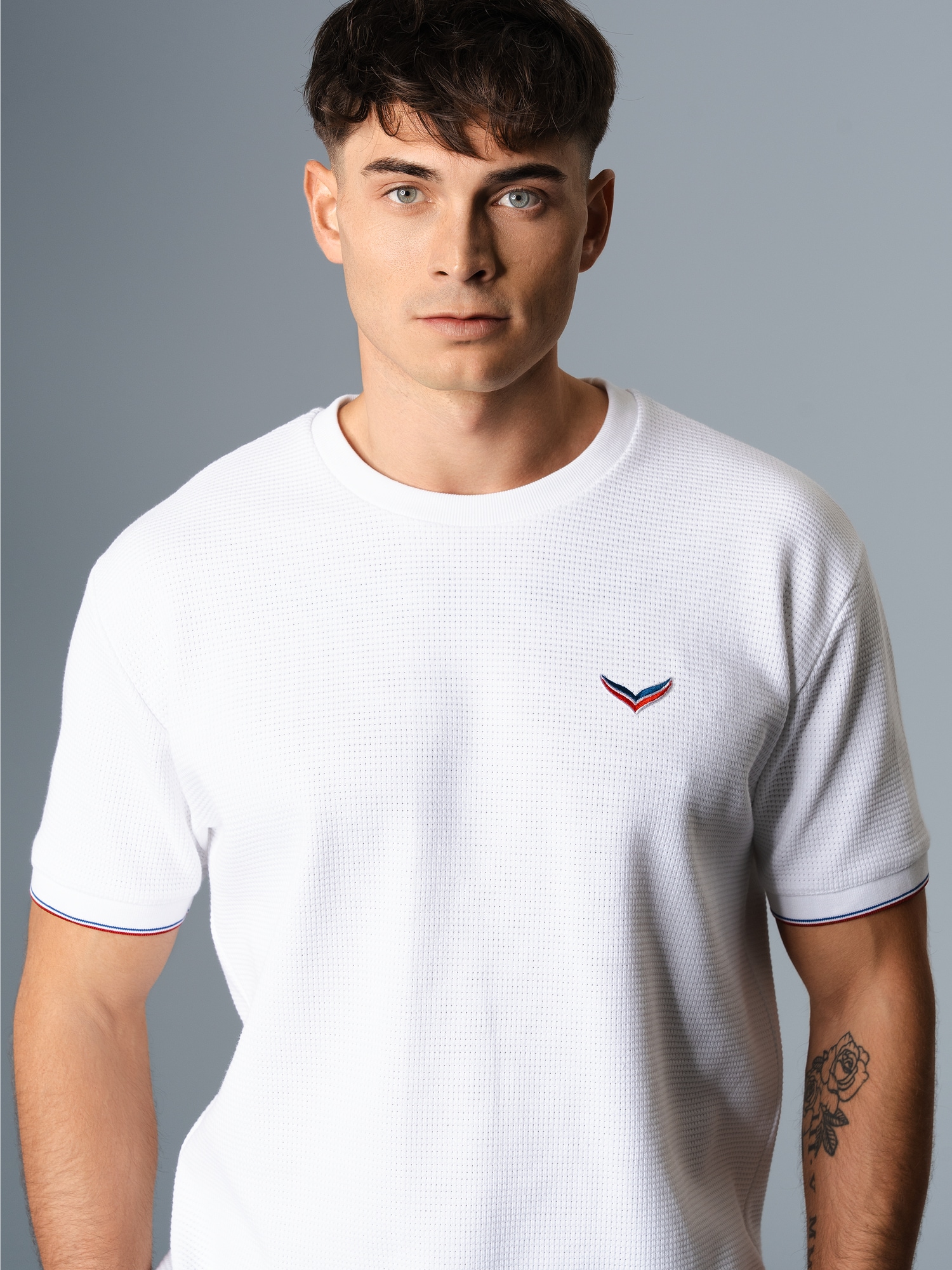Oversized T-Shirt in Waffeloptik Weiss