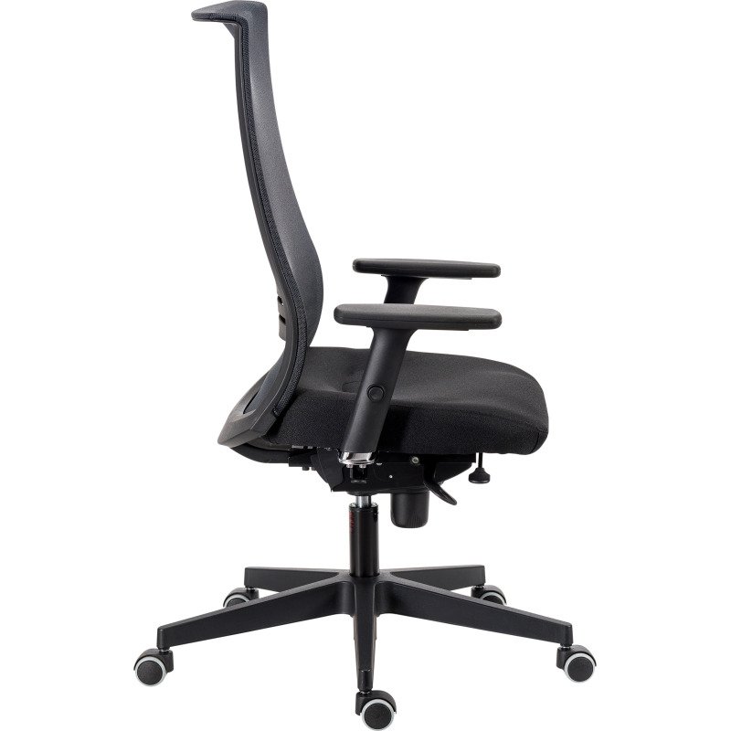 Chaise de bureau August tissu et maille - mécanisme Synchrone + réglage profondeur d’assise -  support lombaire - pieds noir