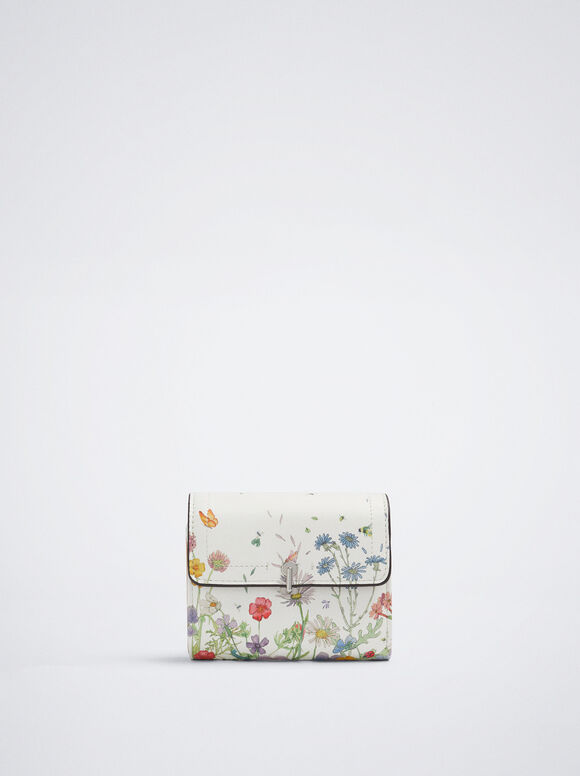 Carteira com estampa floral - Amarela