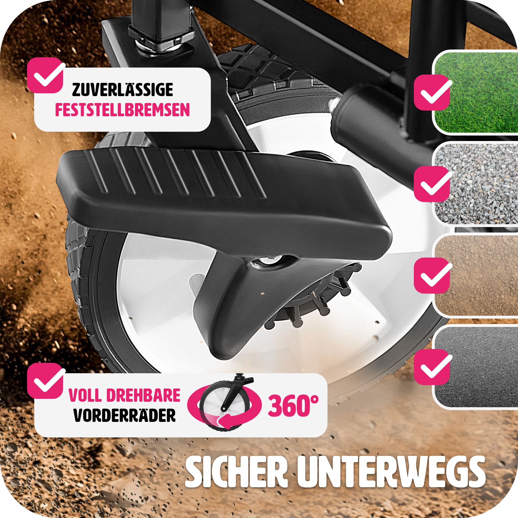 tectake® Bollerwagen, faltbar, abnehmbarer Stoffeinsatz mit 2 Netztaschen, inklusive Tragetasche, Belastbarkeit 80 kg