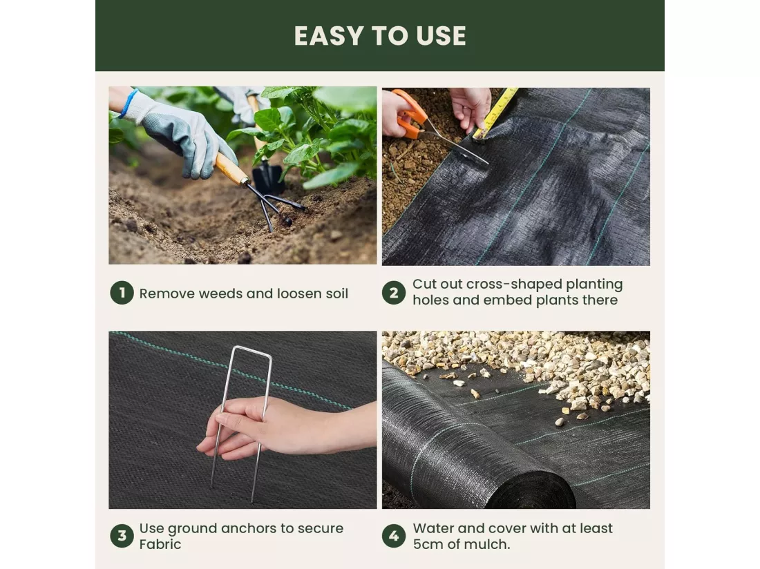 Toile de paillage - Membrane anti-mauvaises herbes pour serre - Barriere Anti Racine - Tissu Perméable à l'eau - 3x25M