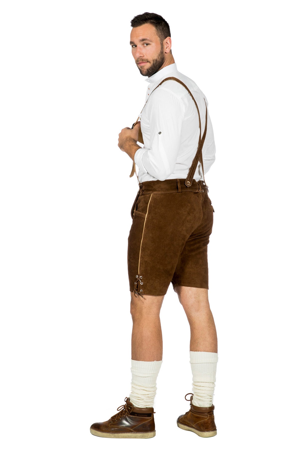 Bruine Lederhose Heren Kort