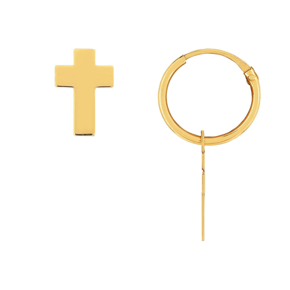 Boucles d'oreilles or 375 jaune croix