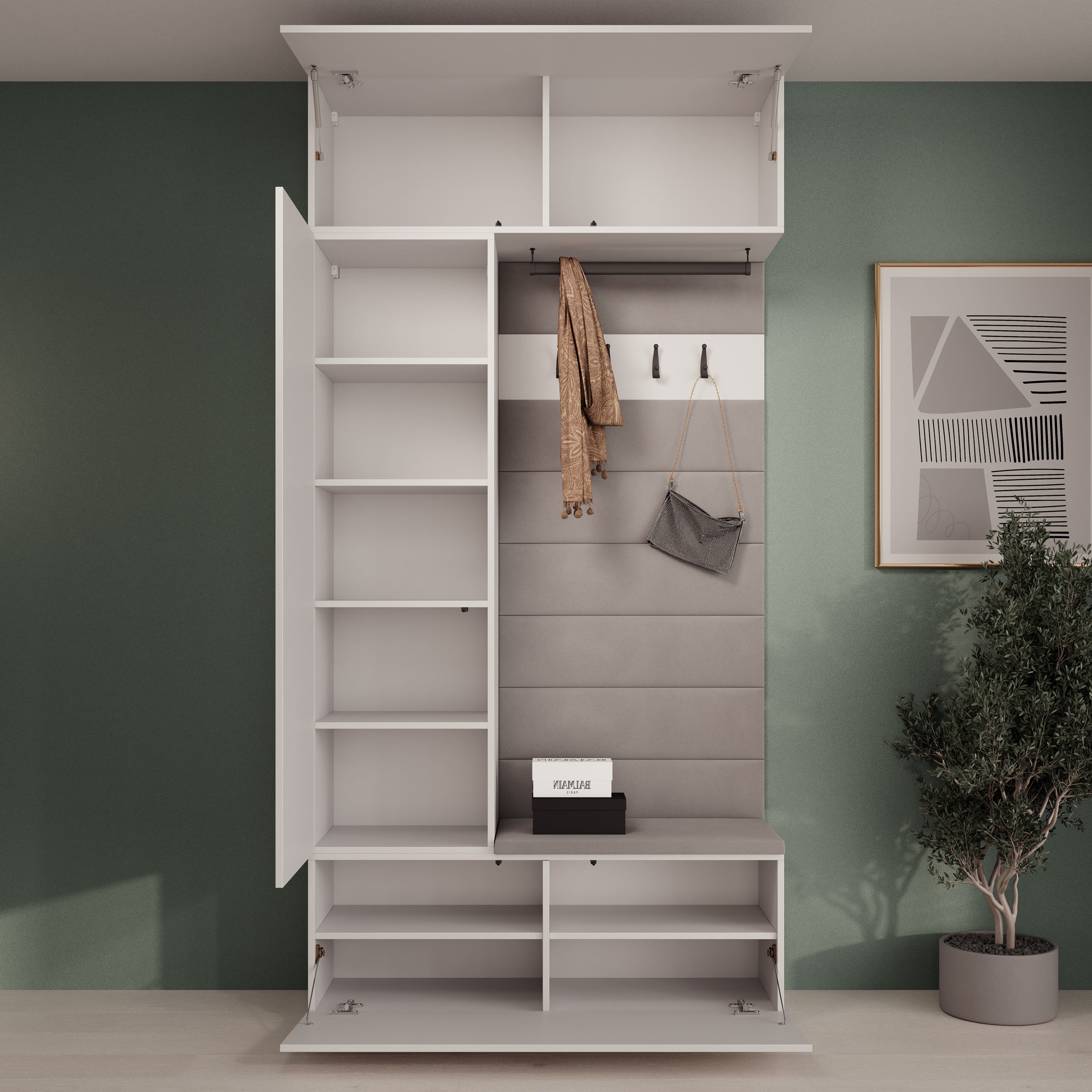 Telora - Halkast met deur - Wit - 115x38x232 cm