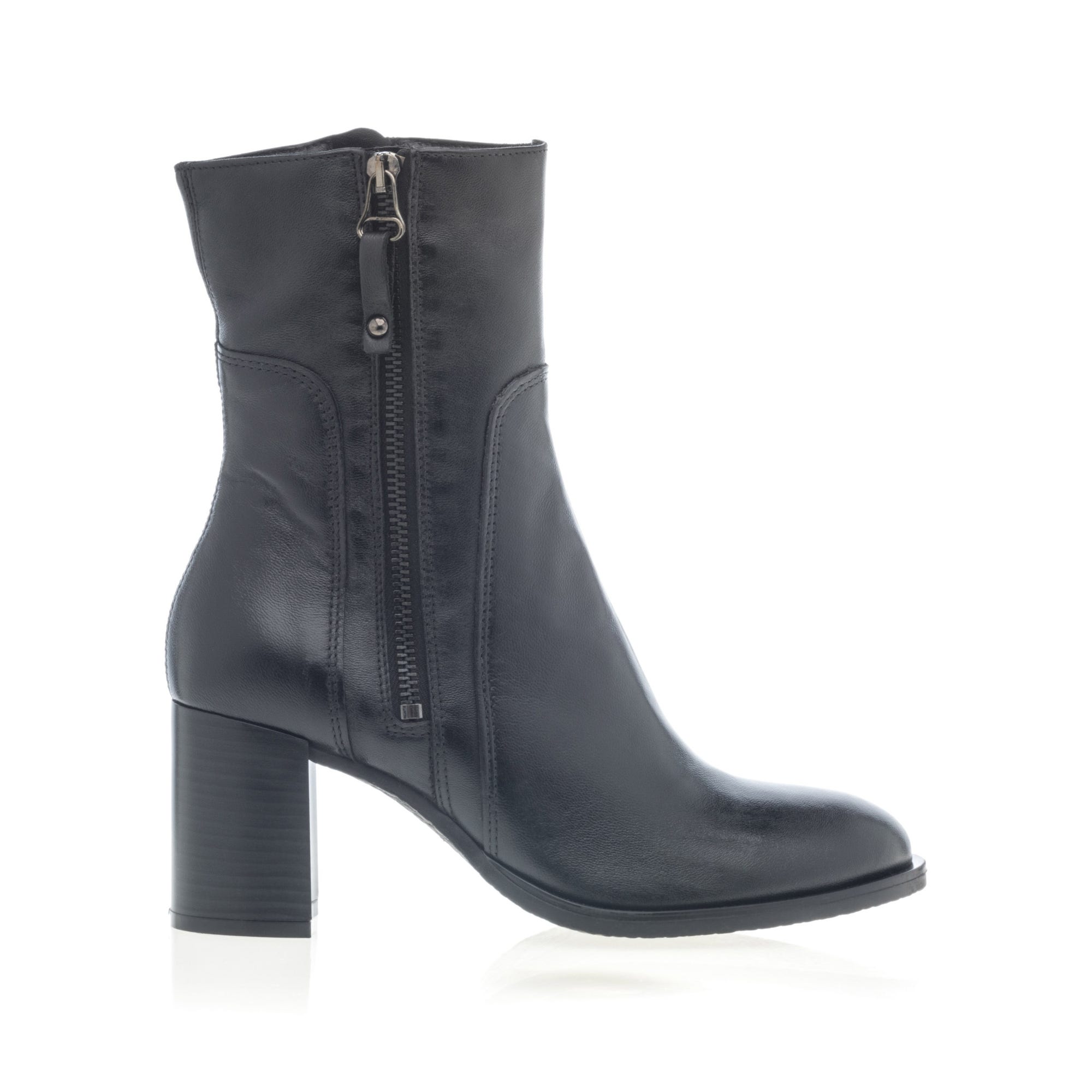 Bottines à talon Femme en cuir noir