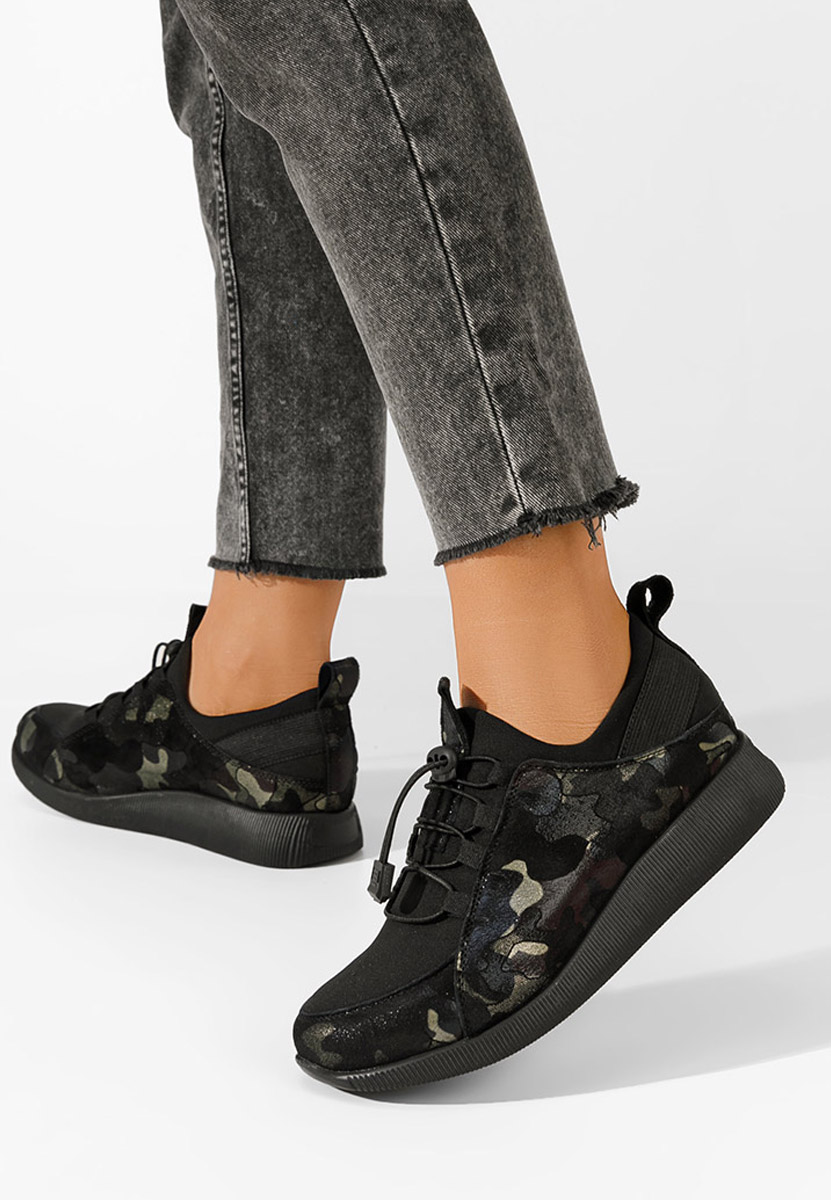 Chaussures casual femme en cuir noirs Nemena V5