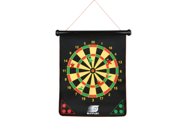 sunflex sport magnetisches Dartspiel beidseitig bedruckt mit 6 Pfeilen
