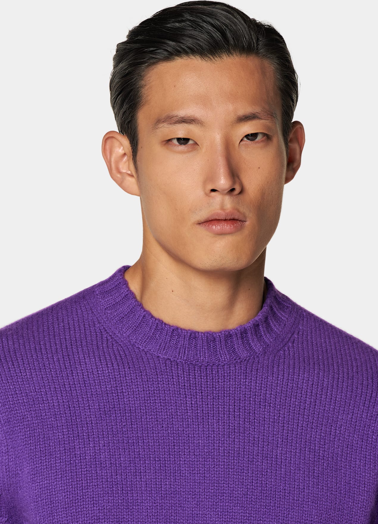 Pull col rond Merino violet