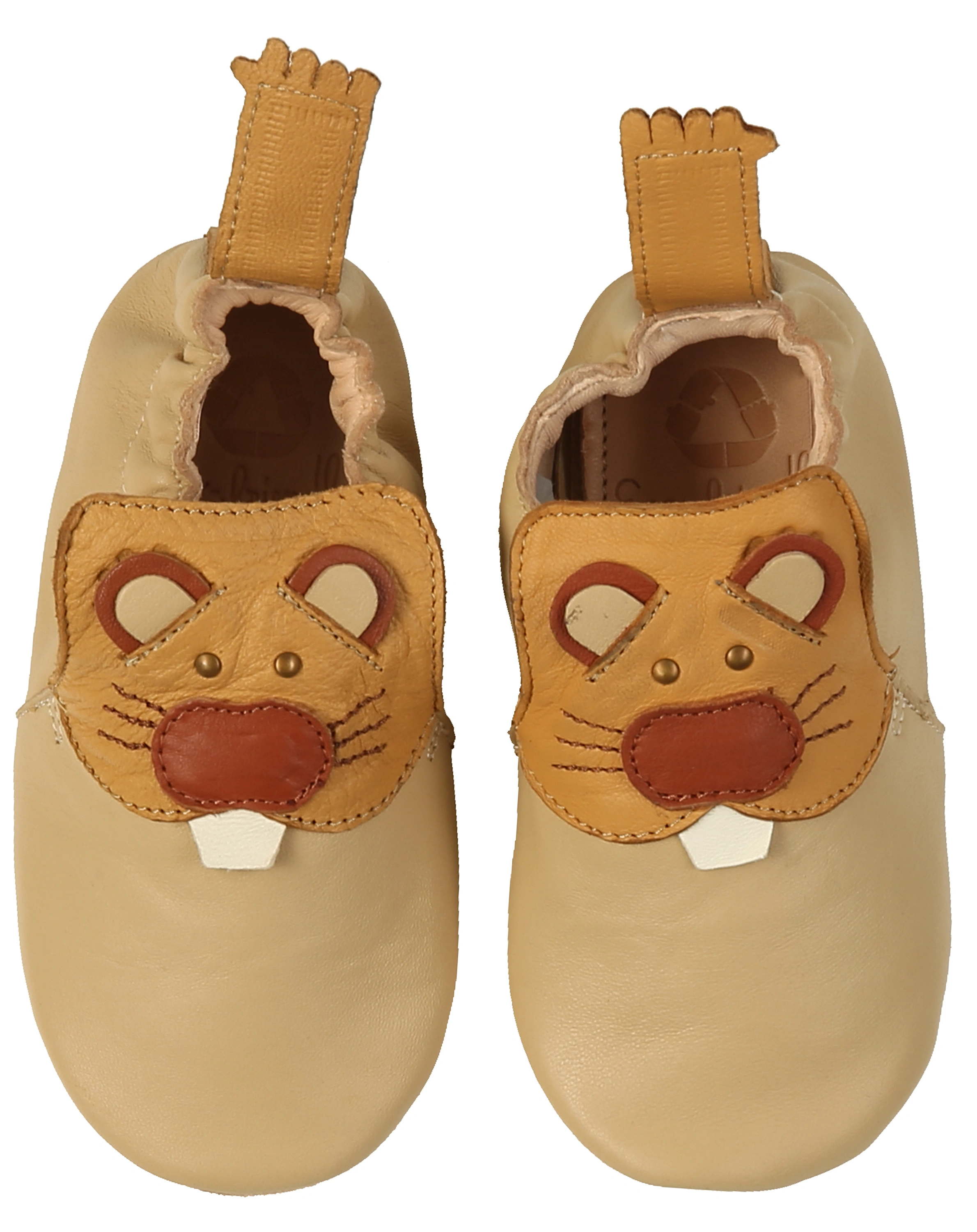 Leder-Krabbelschuhe BLUBLU CASTOR in beige
