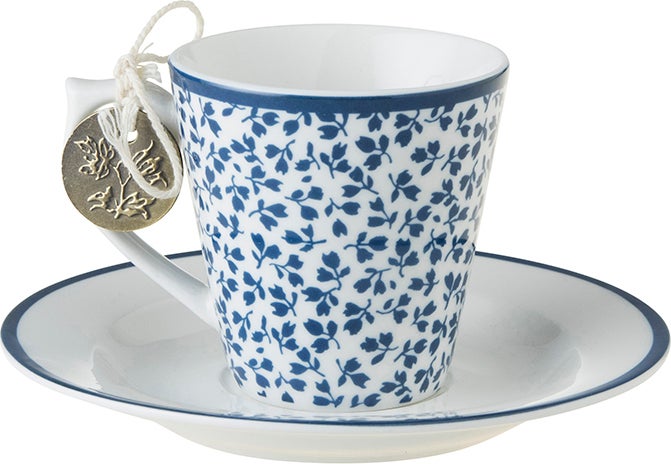 Laura Ashley kop en schotel Floris blauw 0,9 L