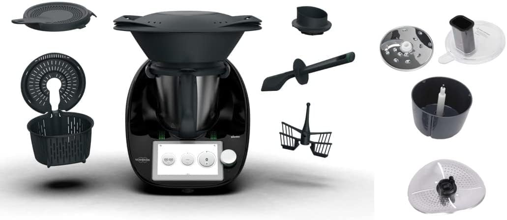 Thermomix TM6 + Kartoffelschälaufsatz + Gemüsereibe - Großes Set (Schwarz), Thermomix TM6 Czarny