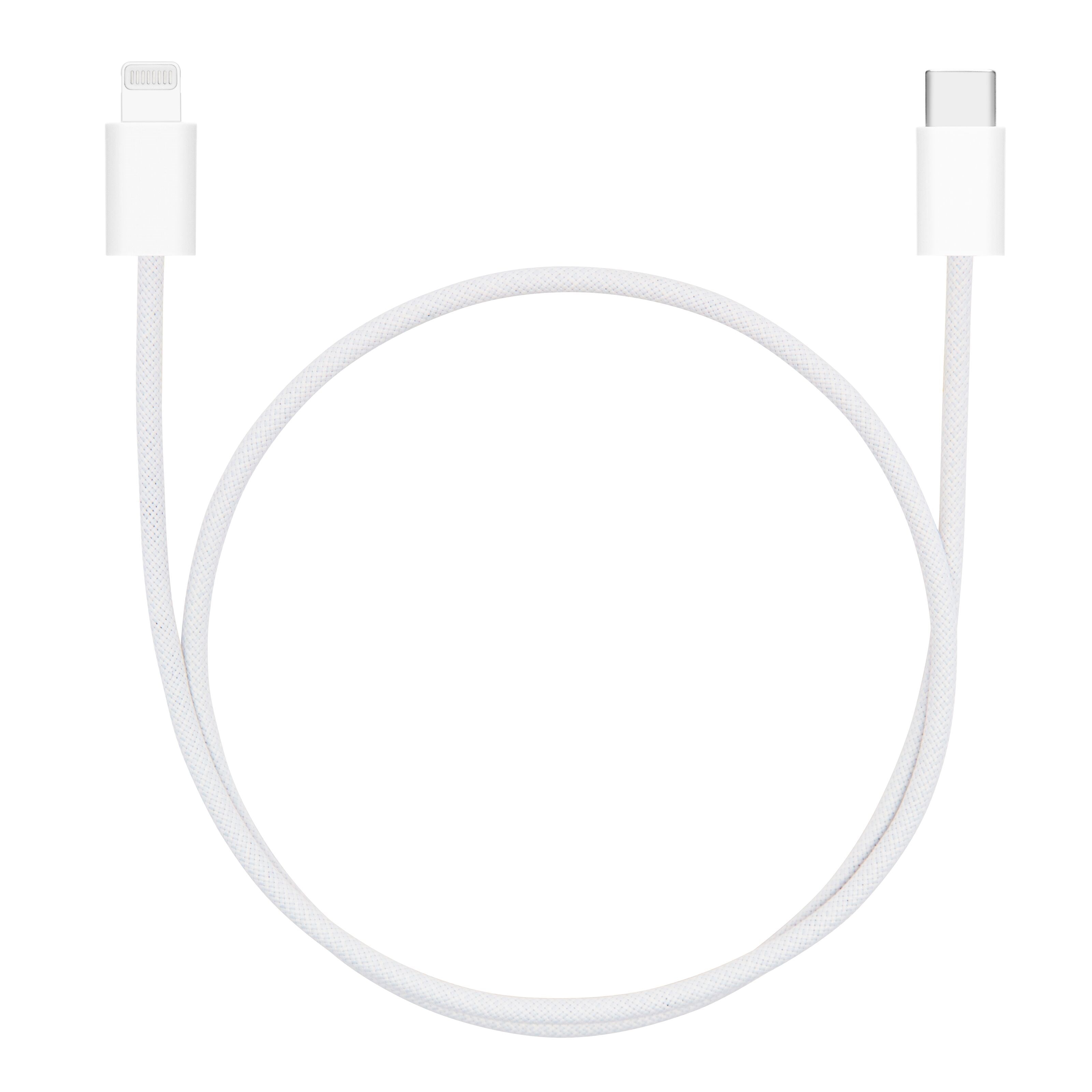 Linocell Flettet USB-C- til Lightning-kabel Hvit 0,5 m