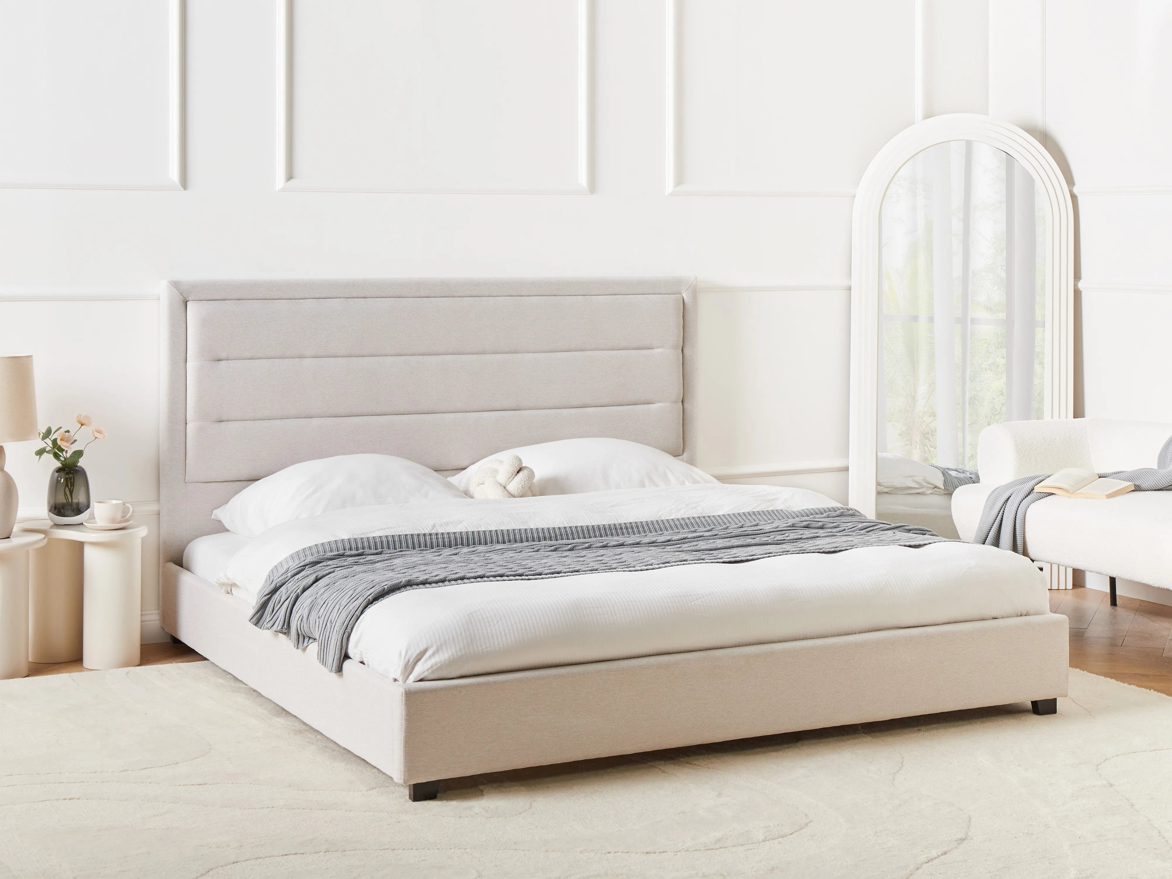 Bed Stof ROUEN 180 x 200 cm Lichtbeige