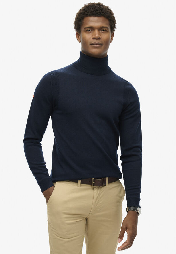 Superdry MERINO ROLL NECK JUMPER Darkest navy