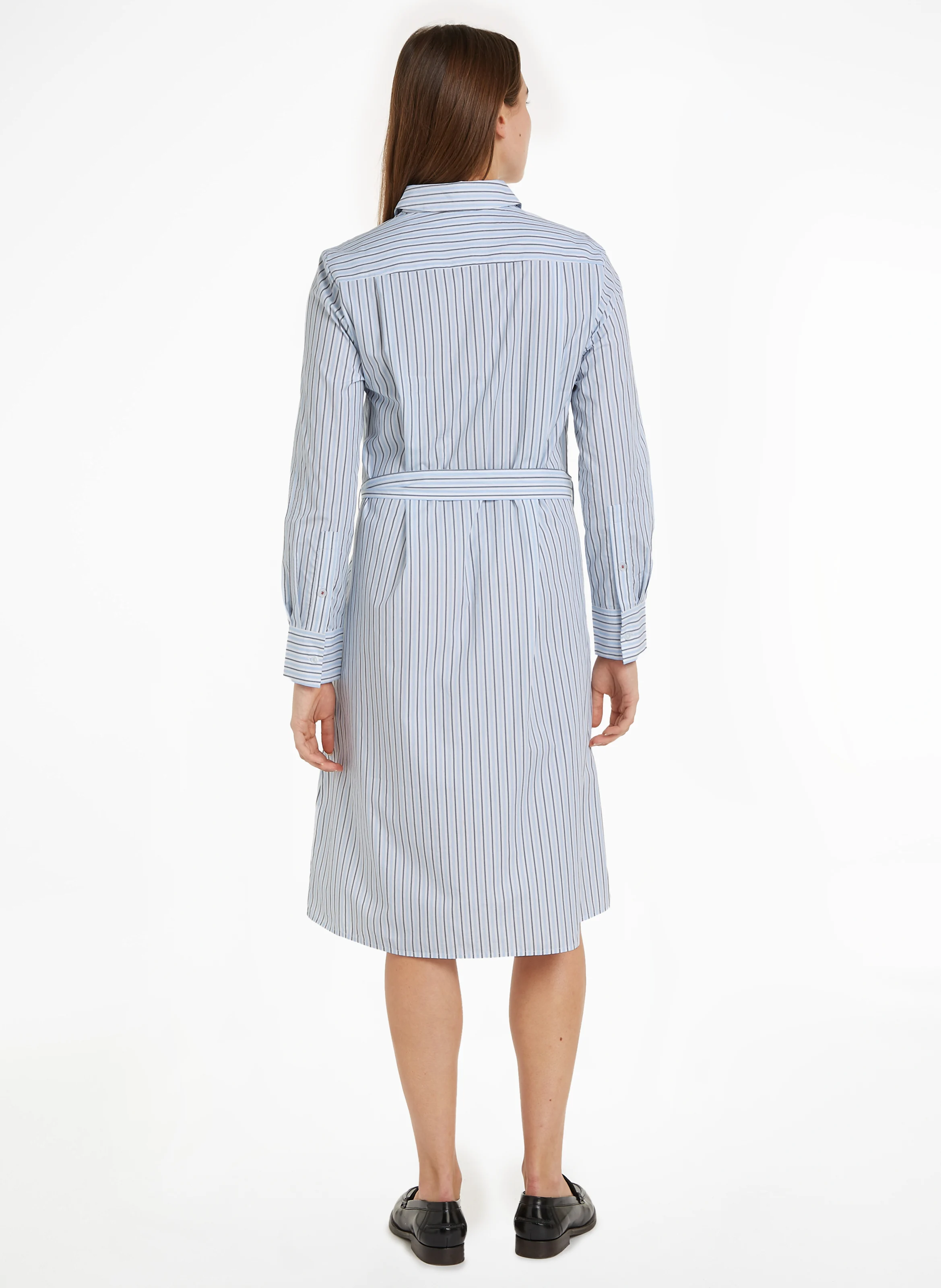 Robe midi chemise en coton bio | Bleu