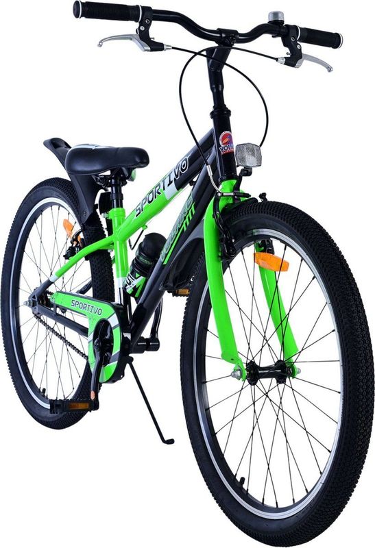 Volare Sportivo Kinderfiets - Jongens - 24 inch - Zwart Groen - Twee Handremmen