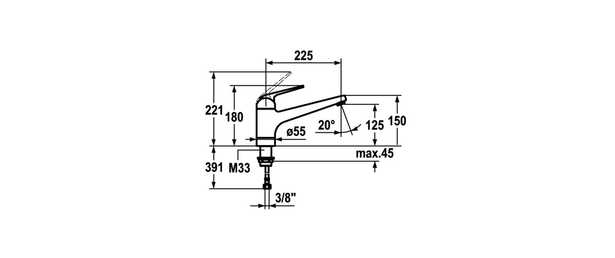 Küchenarmatur DOMO mit Hebelmischer & Schwenkauslauf<br>Hebelmischer Küchenarmatur mit 160° Schwenkauslauf