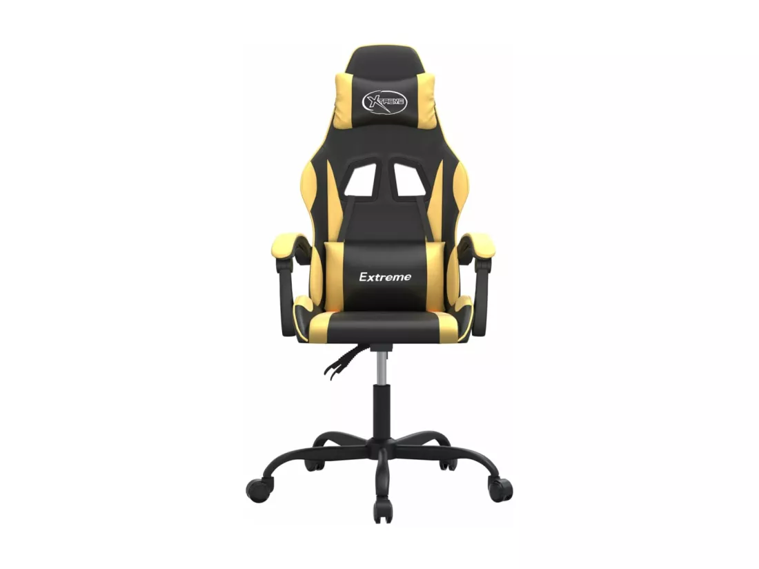 Chaise de jeu pivotante Noir et doré Similicuir