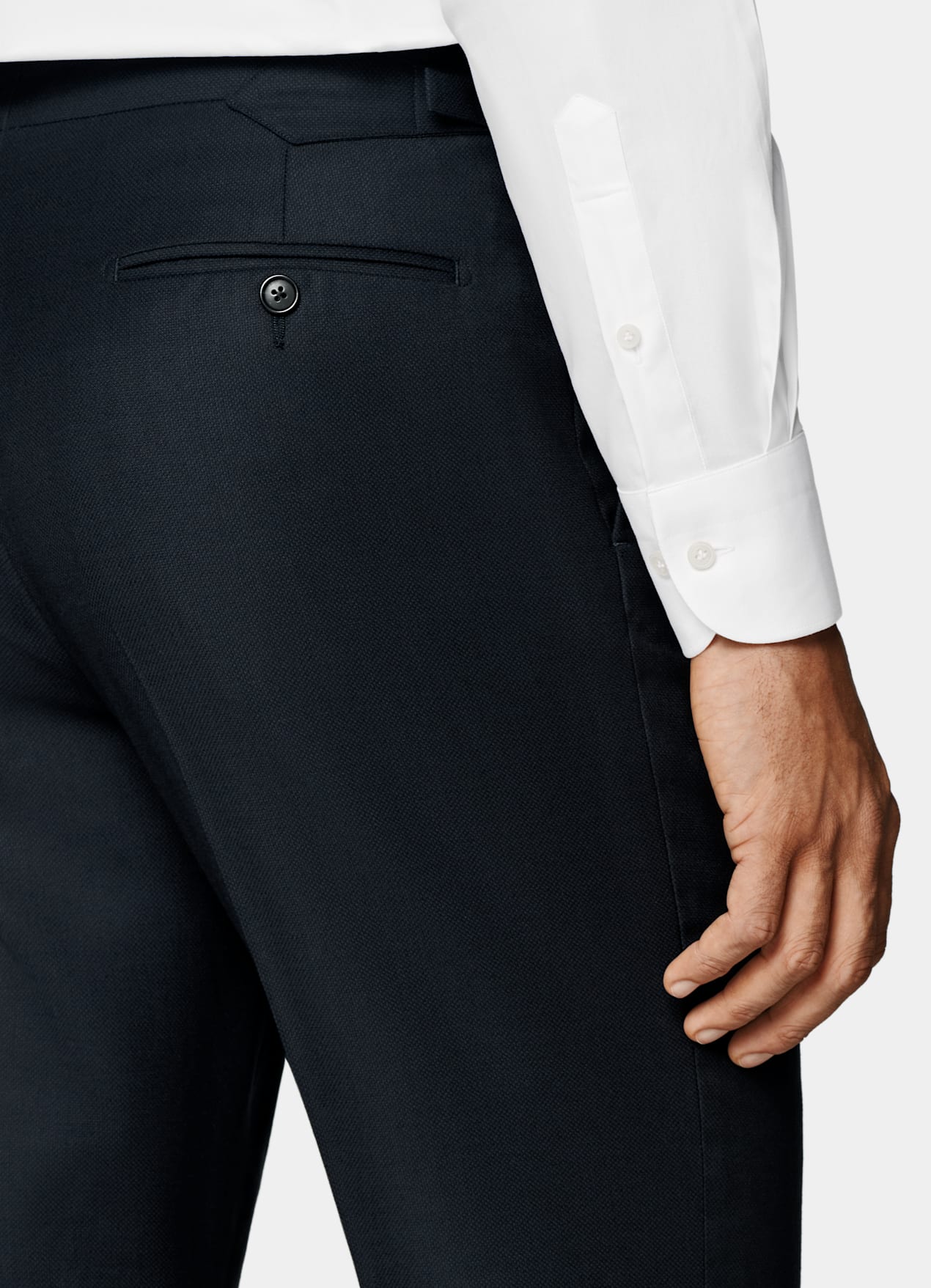 Pantalon de costume Slim Leg Straight bleu marine œil-de-perdrix
