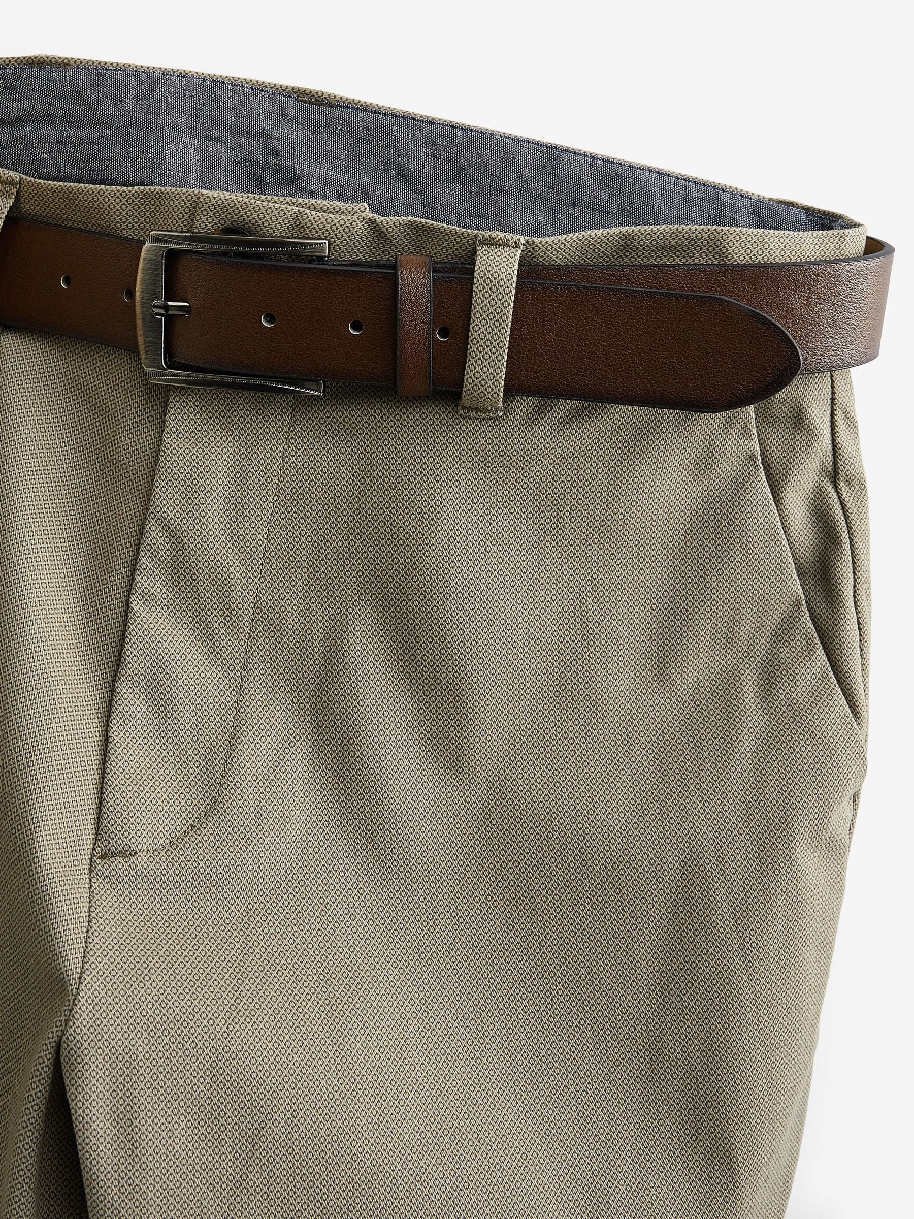 Pastelgeel - Straight fit - Zachte chino met print en riem