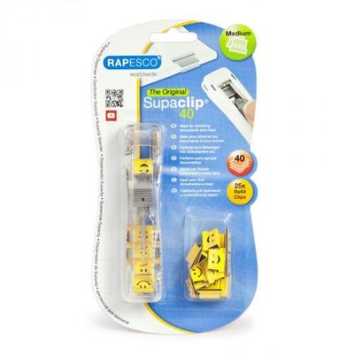 Rapesco Supaclip 40 - Pince à relier + 25 clips - pour 40 feuilles