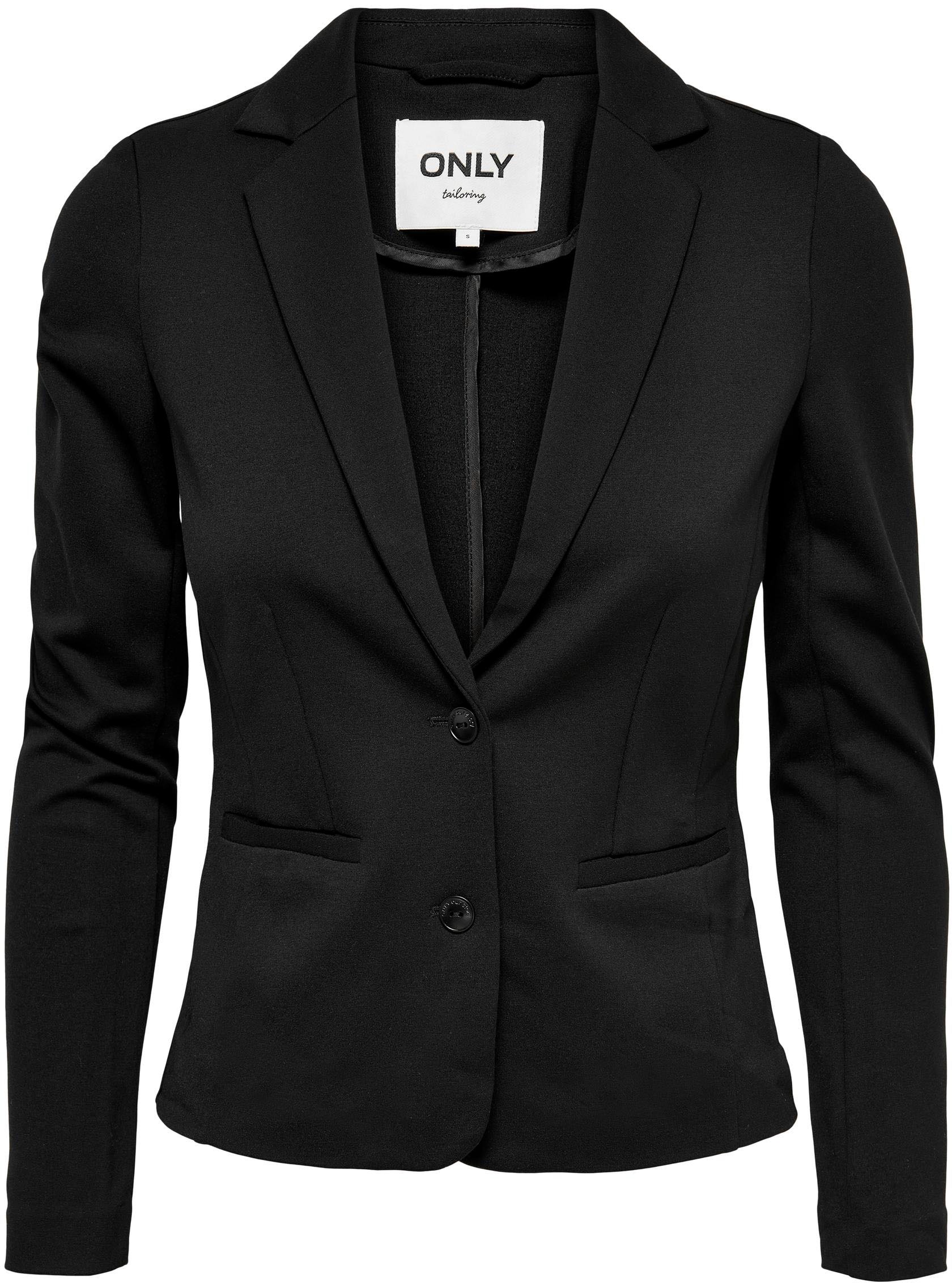 ONLY Jerseyblazer »ONLPOPTRASH – 2-Knopf Blazer mit taillierter Silhouette«, regular fit, Milano Rib, Materialmix, Reverskragen, unifarben