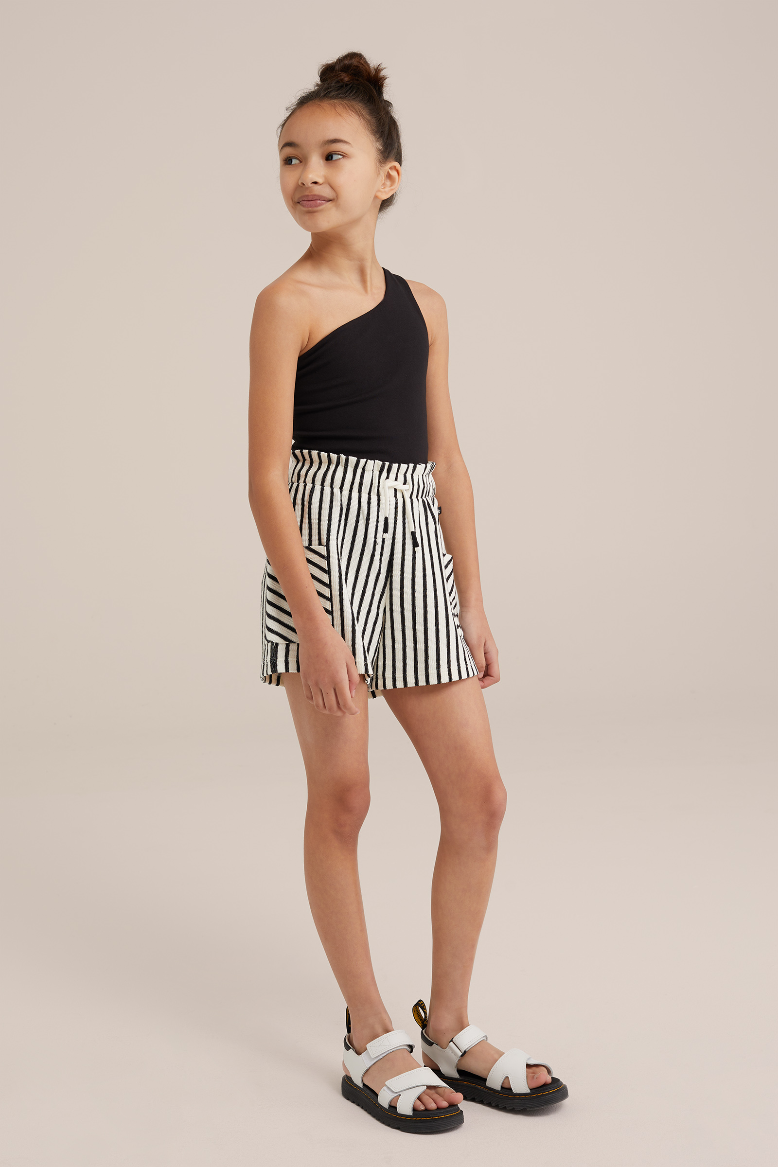 Meisjes one-shoulder top WE Fashion Zwart
