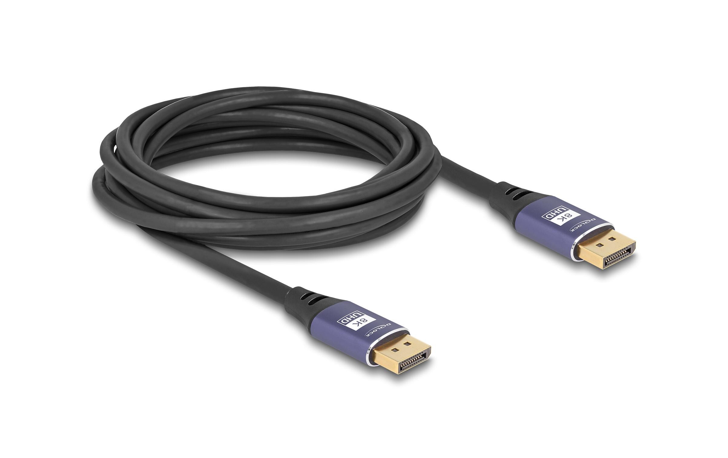 Kabel 8K 60 Hz DisplayPort - DisplayPort, 5 m, FliederDelock DisplayPort Kabel 8K 60 Hz 5 m flieder Metall