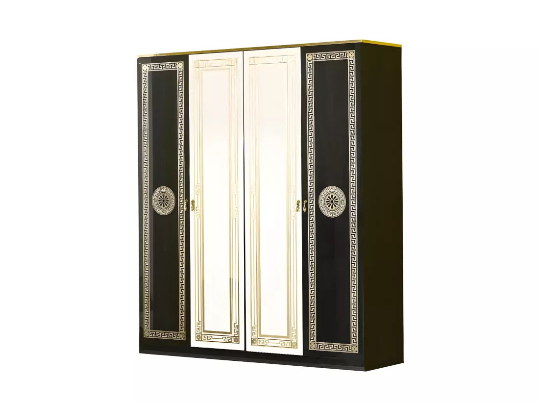 Chambre complète 160x200 Noir/Doré capitonné - BLAIR