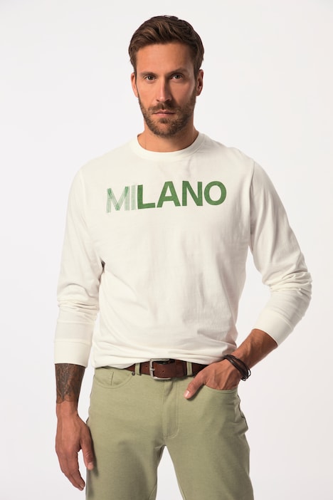 Langarm-Shirt, Rundhals, Brustprint, bis 8 XL