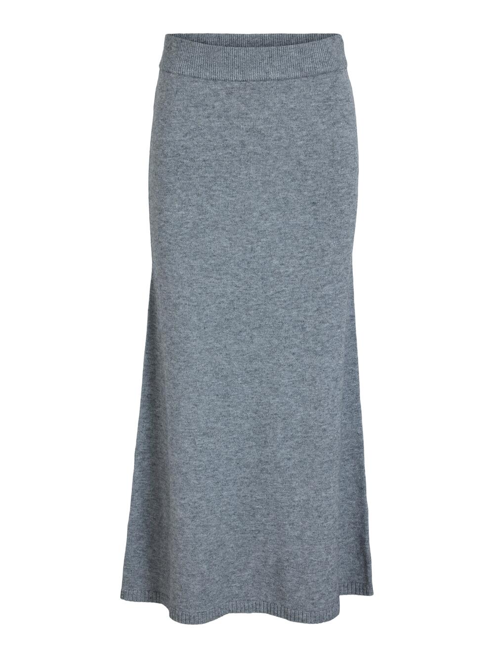 Vila  Vililo Ancle striknederdel - Medium Grey Melange