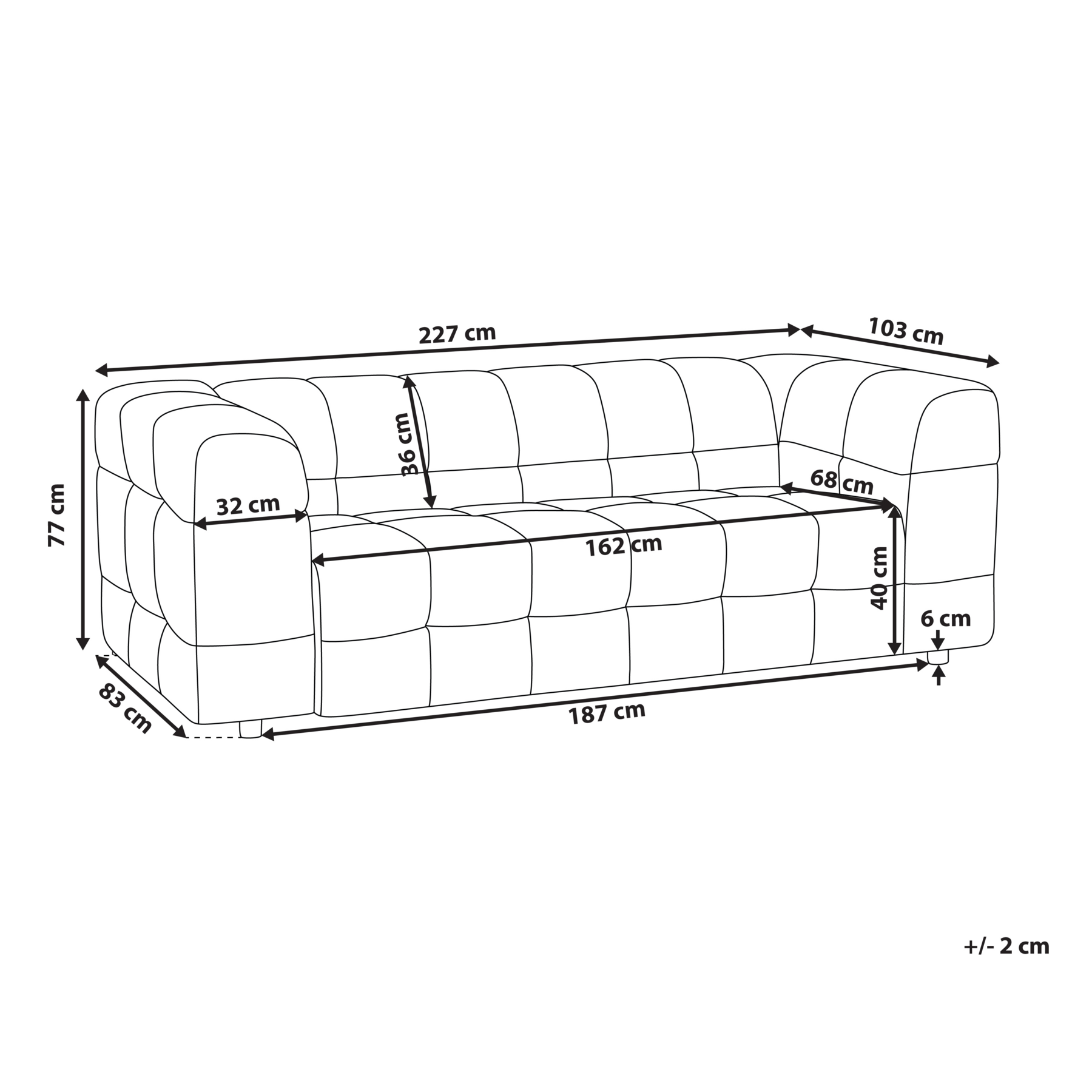Beliani - MULLOLA - Driezitsbank - Lichtgrijs - Polyester