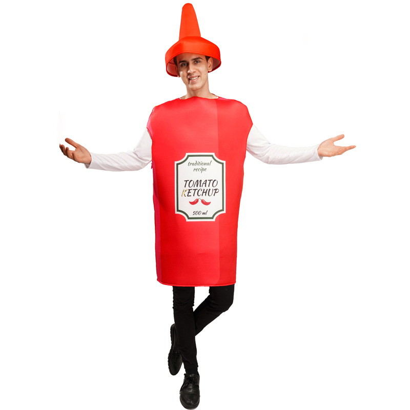 (155-165cm) Fasnachts Erwachsenen Kostüm Ketchup Flasche Verkleidung für Motto Partys / Halloween - Rot