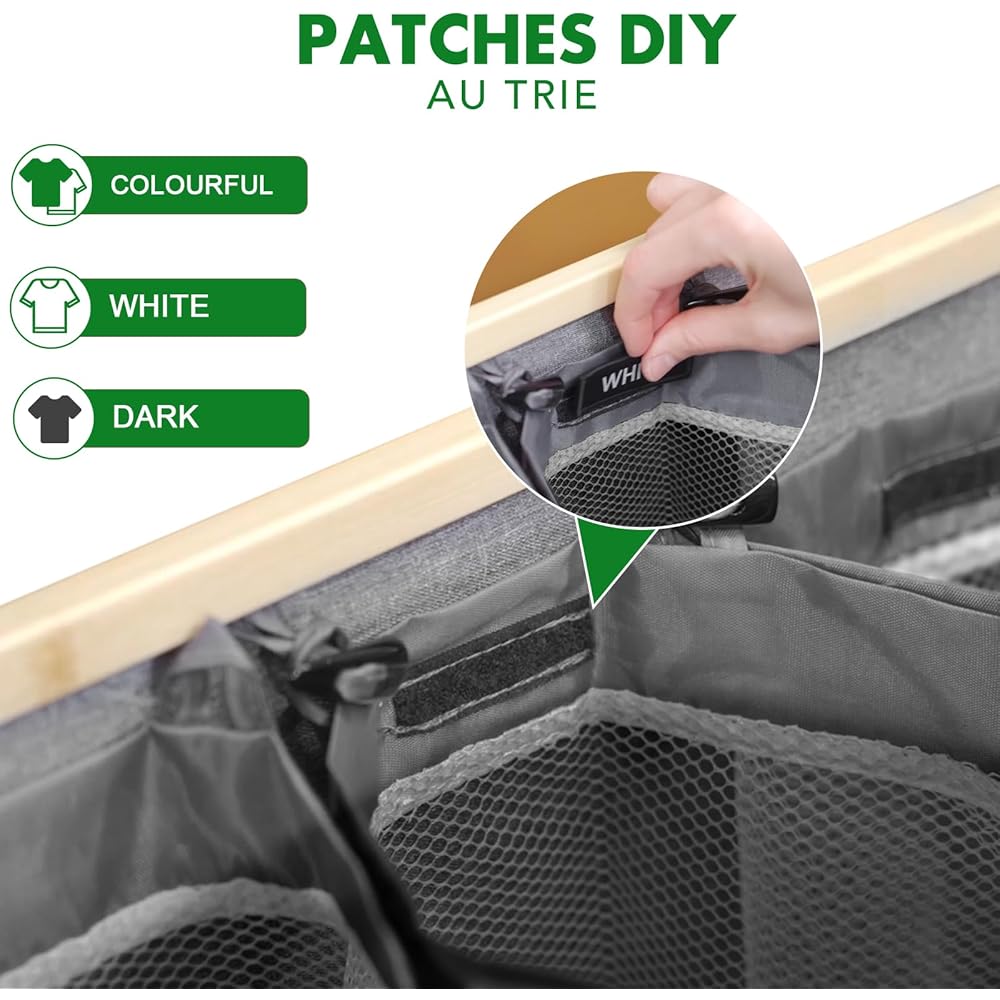 SOUTHGATE 170L Panier à Linge 3 compartiments Avec Couvercle, Panier Linge Pliable Avec Trois Sacs à Linge Amovibles, Convient Pour La Chambre à Coucher, Salon, Buanderie, Gris : Cuisine et Maison