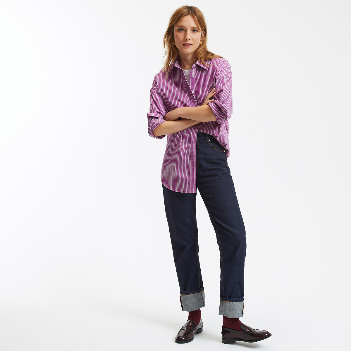 COLEÇÕES LA REDOUTE<br>Camisa listrada folgada, modelo exclusivo APOLLINE