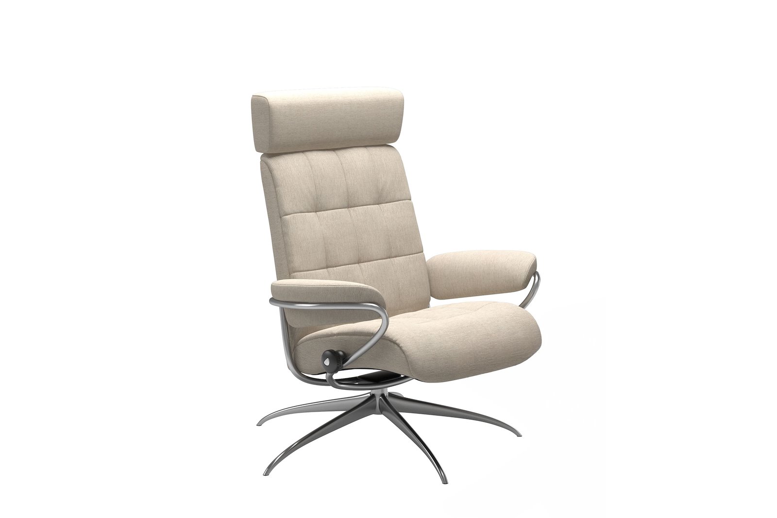 London lenestol Tekstil Jasmine Beige – Star understell – Alu