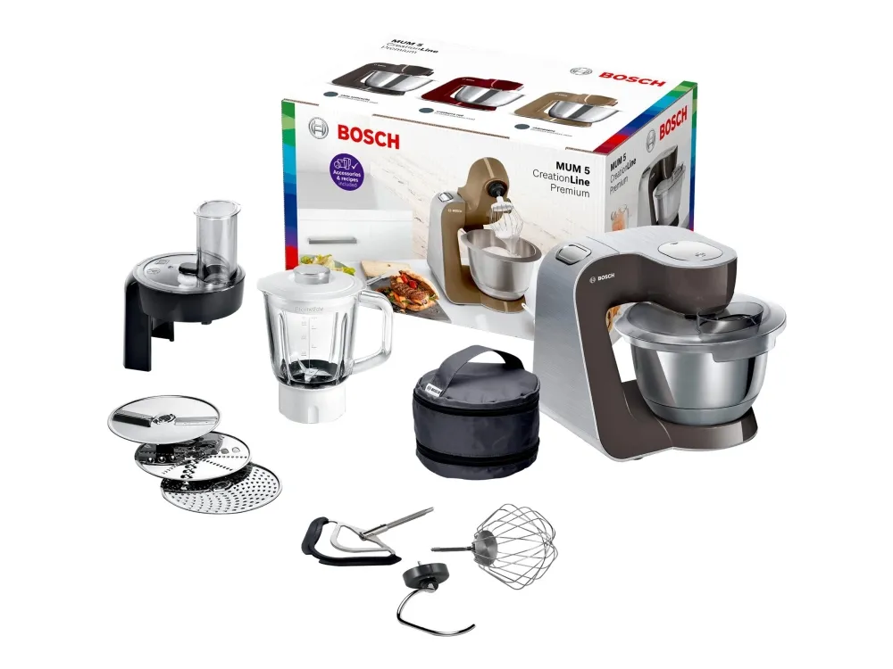 Bosch MUM5 CreationLine Premium MUM58A20 - Køkkenmaskine - 1000 W - børstet rustfrit stål/grå