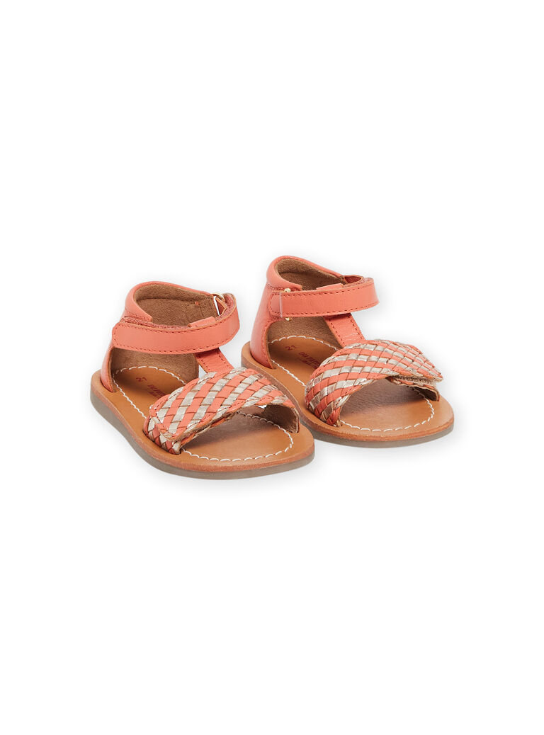 Sandales corail en cuir