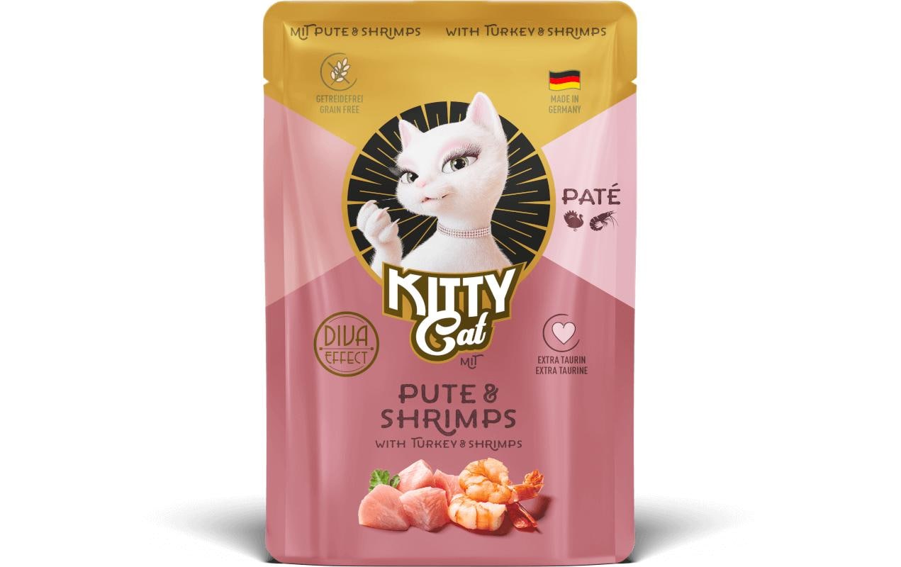 Nassfutter Paté Pouch Pute, Shrimps 85 gNassfutter mit Truthahn und Garnelen für Katzen