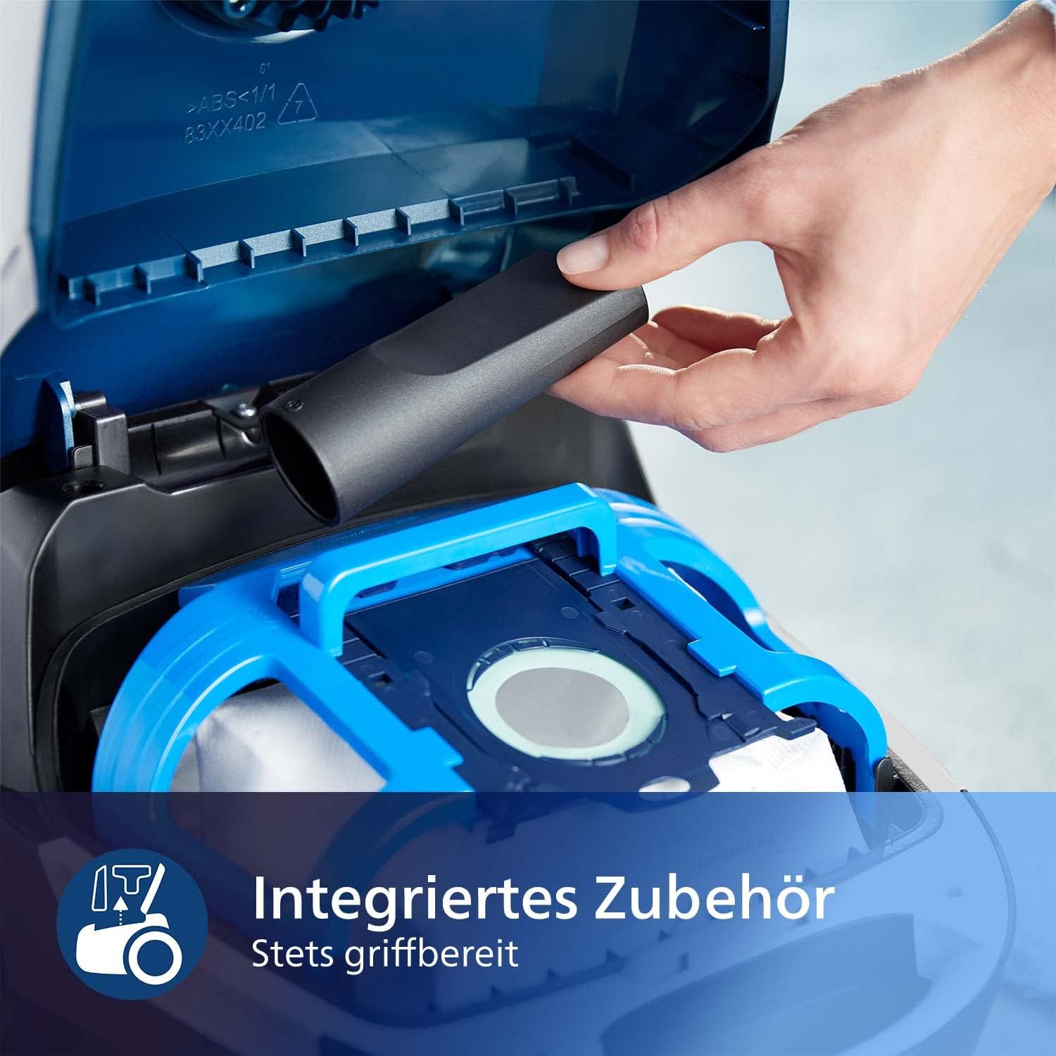 Philips Series 3000 Performer Compact Staubsauger mit Beutel – 900-W-Staubsauger mit Allergiefilter, 9 m Aktionsradius (XD3110/09)