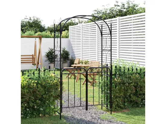 Arche de jardin avec portail noir 108x45x235 cm acier